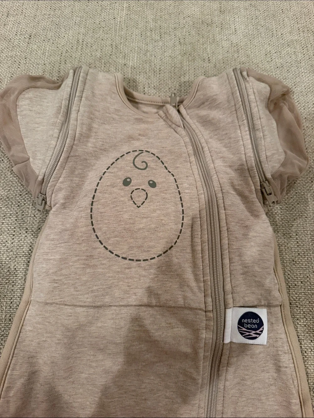 Nested Bean Neutral Beige Zen One Swaddle Sleep Sack with Chick Motif